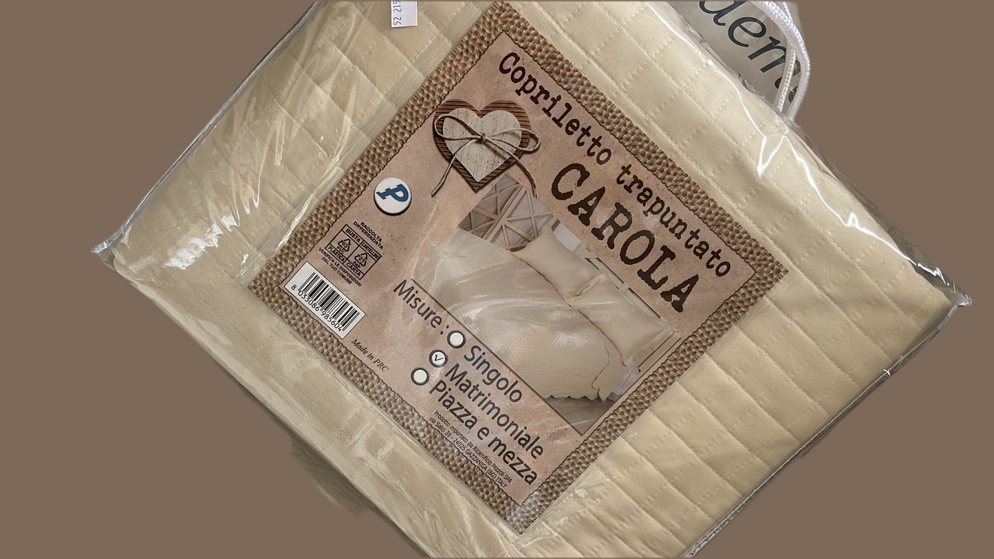 COPRILETTO TRAPUNTATO TINTA UNITA PANNA