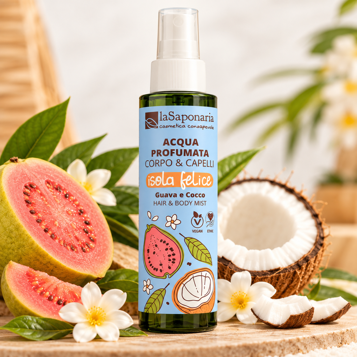 Acqua Profumata Corpo & Capelli Isola Felice – Guava e Cocco | La Saponaria