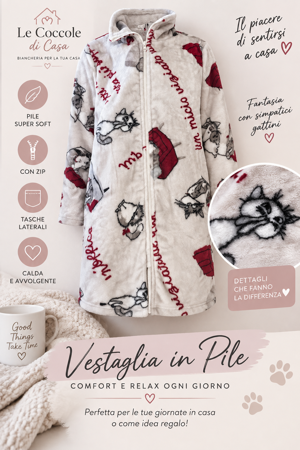 Vestaglia in Pile Super Soft 🐱🤍