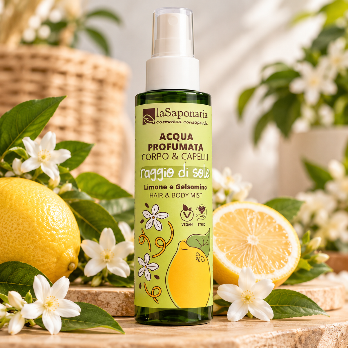 Acqua Profumata Corpo & Capelli Raggio di Sole – Limone e Gelsomino | La Saponaria
