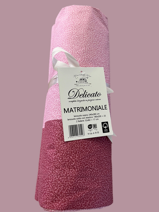 COMPLETO LETTO MATRIMONIALE 100% COTONE ROSA