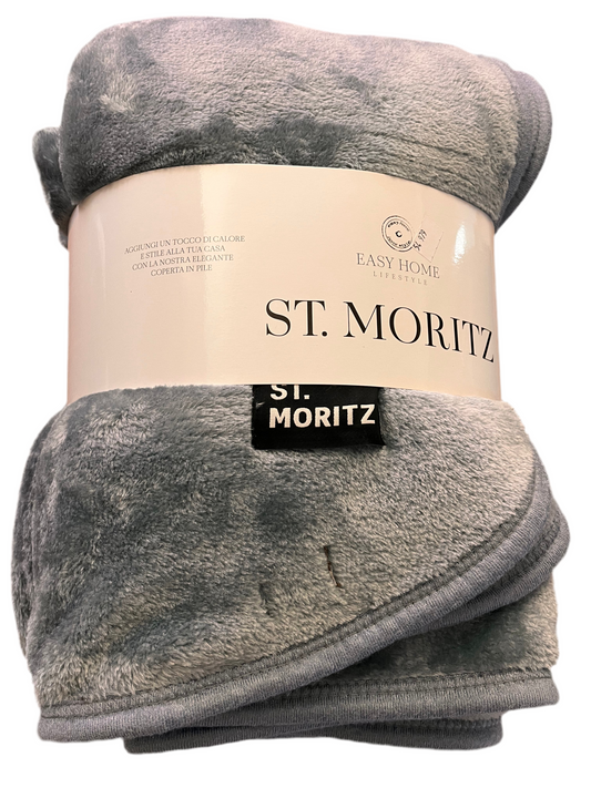 COPERTA PILE 2 piazze ST. MORITZ col. azzurro