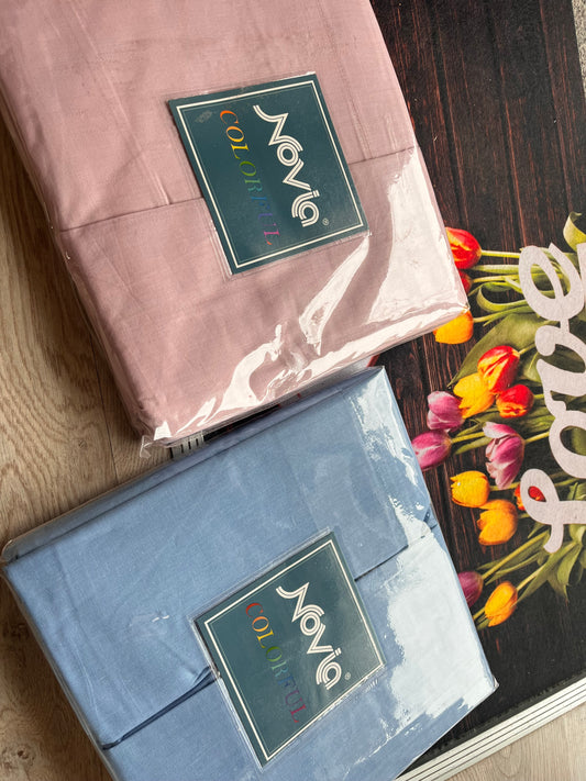 Lenzuola 100% cotone Piazza e mezza Rosa o Azzurro