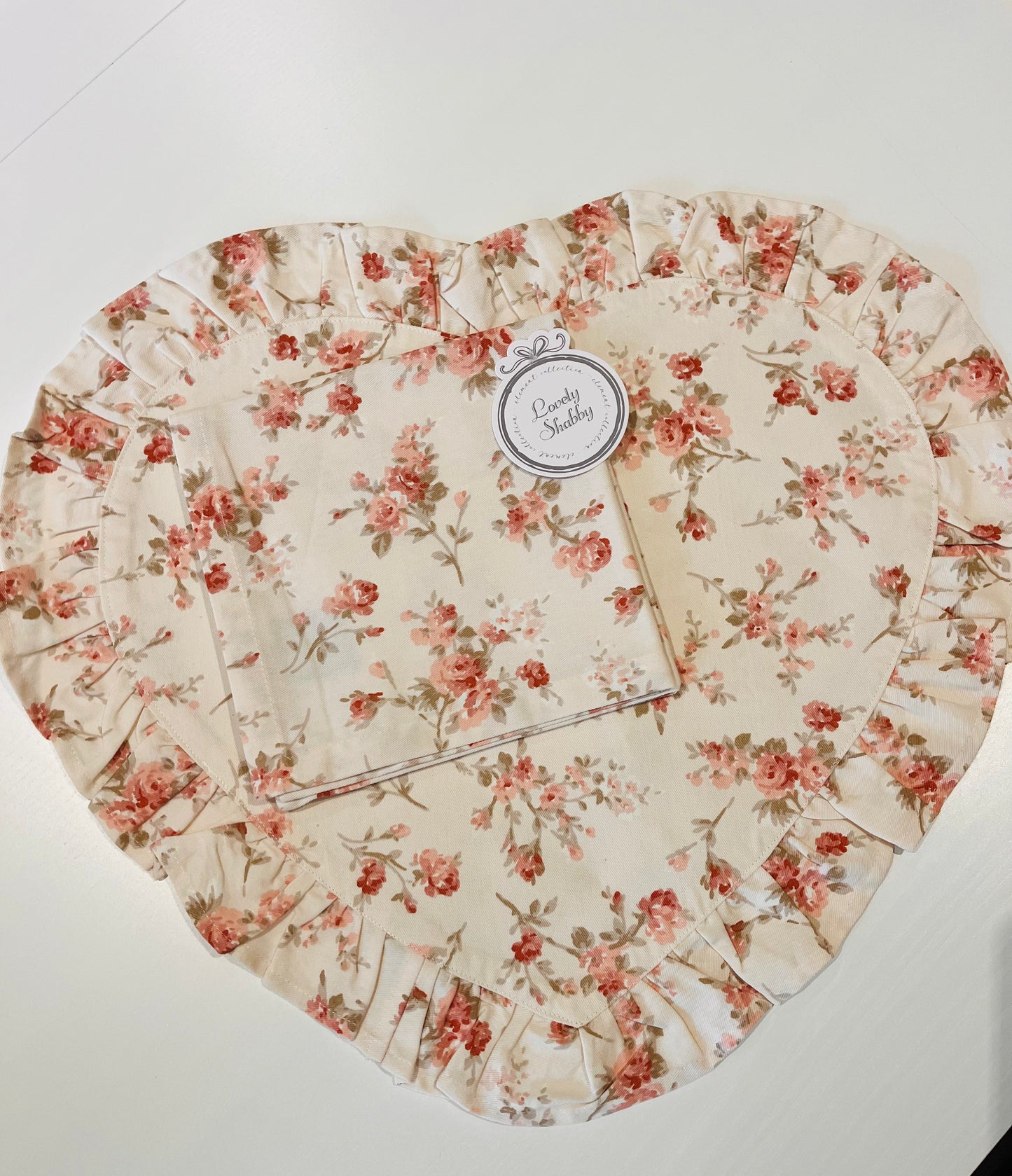Set Americano “Cuore” – Tovaglietta + Tovagliolo in 100% Cotone