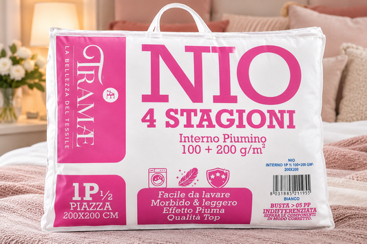 Piumino 4 Stagioni 1 PIAZZA e MEZZA– Interno Piumino 100 + 200 g/m²