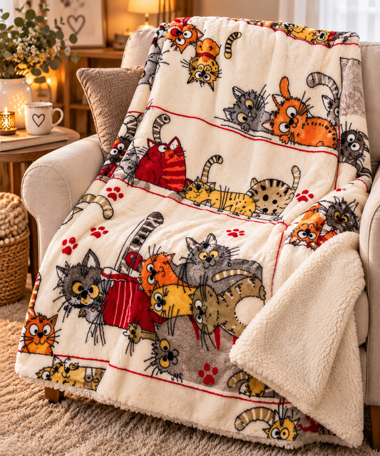 🐱 Plaid Gatti con Sherpa
